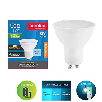 Rechargeable LED Lamp GU10 3w Warm White Rechargeable LED Lamp GU10 3w Warm White