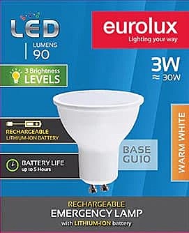 Rechargeable LED Lamp GU10 3w Warm White Rechargeable LED Lamp GU10 3w Warm White