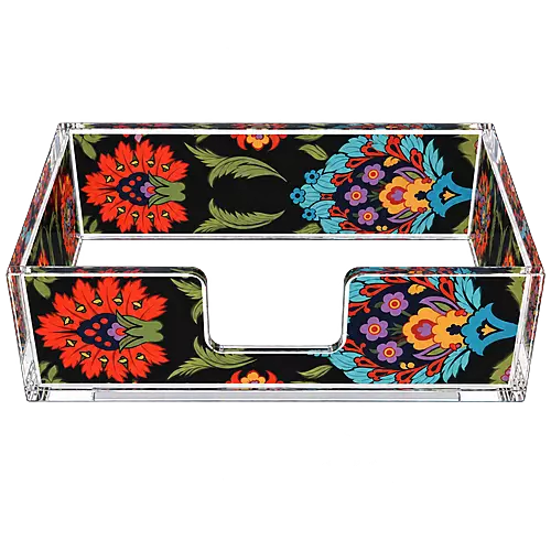 Rectangular Acrylic Napkin Holder, Black Botanica