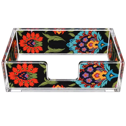 Rectangular Acrylic Napkin Holder, Black Botanica