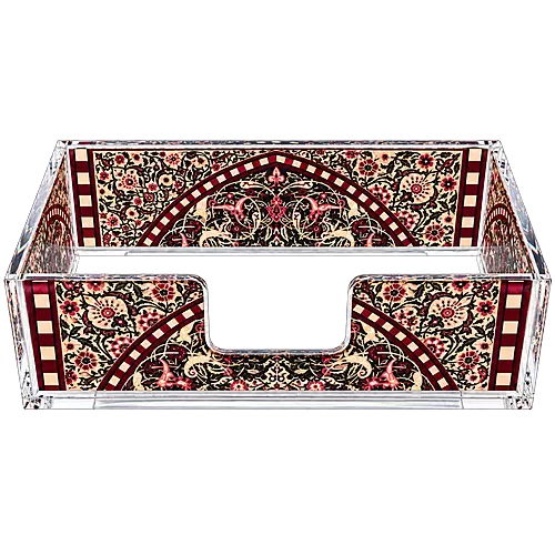 Rectangular Acrylic Napkin Holder, Burgundy Tapestry