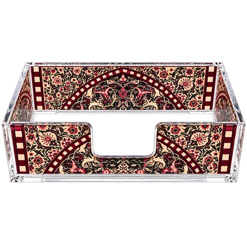 Rectangular Acrylic Napkin Holder, Burgundy Tapestry