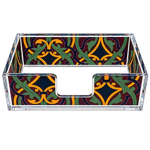 Rectangular Acrylic Napkin Holder, Emerald Arabesque