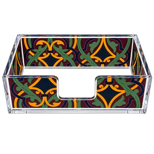 Rectangular Acrylic Napkin Holder, Emerald Arabesque