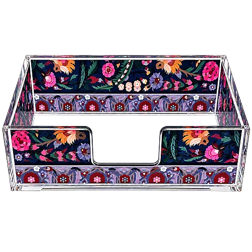 Rectangular Acrylic Napkin Holder, Midnight Botanica