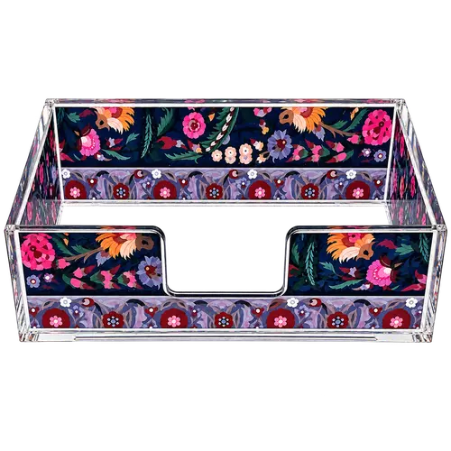 Rectangular Acrylic Napkin Holder, Midnight Botanica