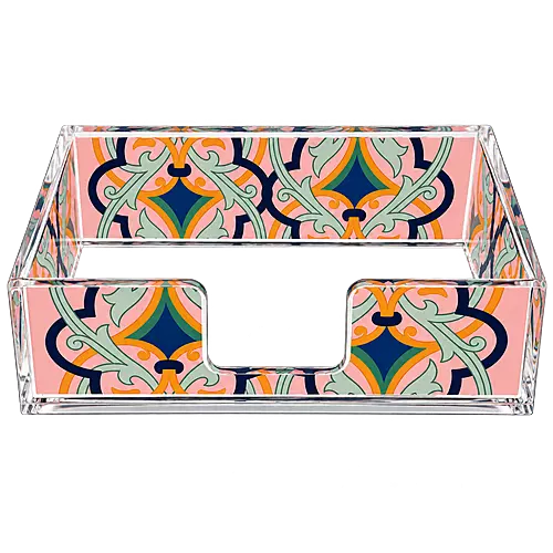 Rectangular Acrylic Napkin Holder, Pastel Arabesque