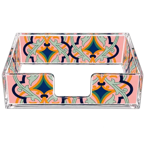 Rectangular Acrylic Napkin Holder, Pastel Arabesque