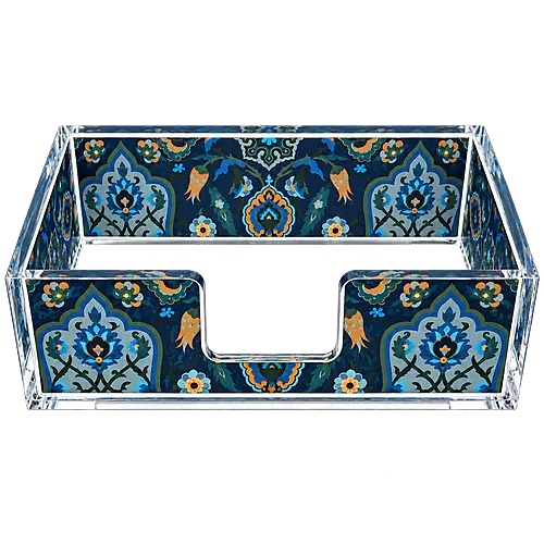 Rectangular Acrylic Napkin Holder, Sapphire Medallion