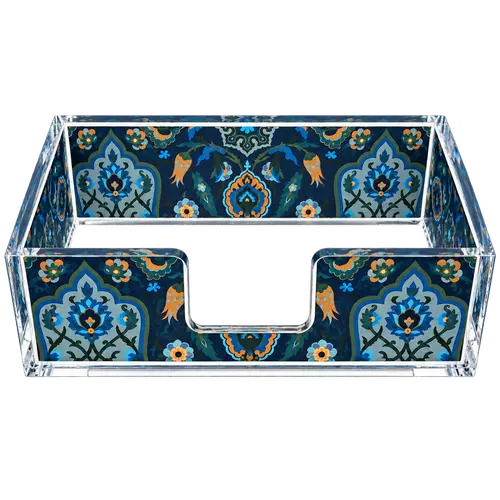Rectangular Acrylic Napkin Holder, Sapphire Medallion