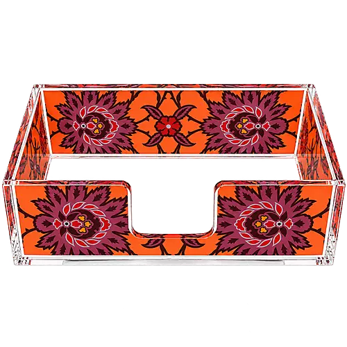 Rectangular Acrylic Napkin Holder, Terracotta Rosette