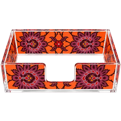 Rectangular Acrylic Napkin Holder, Terracotta Rosette