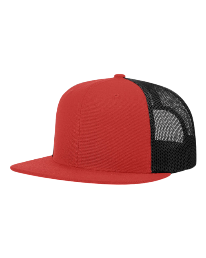 Richardson 511 Wool Blend Flatbill Trucker Hat Red/Black Richardson 511 Wool Blend Flatbill Trucker Hat Red/Black