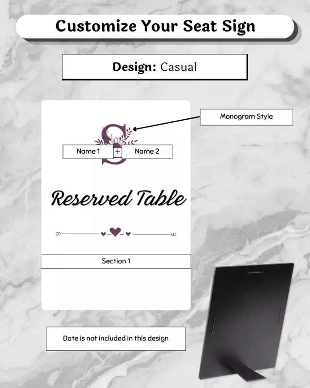 Reserved Table Easel Sign - 5x7"