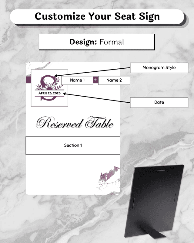 Reserved Table Easel Sign - 5x7"