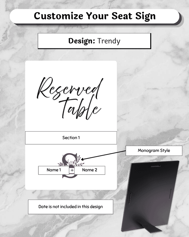 Reserved Table Easel Sign - 5x7"