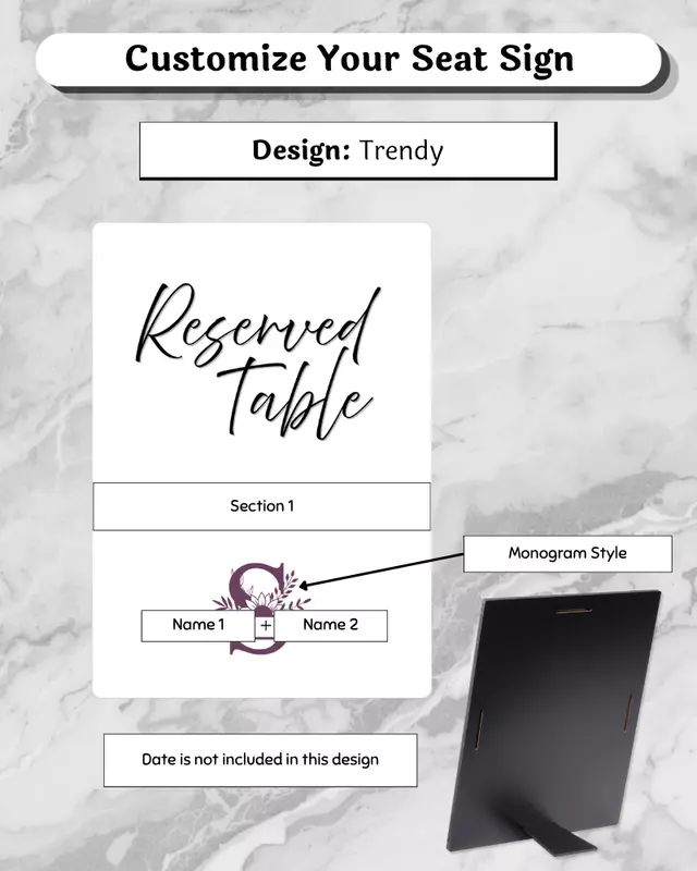 Reserved Table Easel Sign - 5x7"