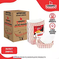Reserve Paper Food Boat Trays 2lb Red Checkered 20/25
