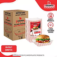 Reserve Paper Food Boat Trays 3lb Red Checkered 20/25