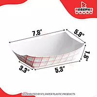 Reserve Paper Food Boat Trays 3lb Red Checkered 20/25
