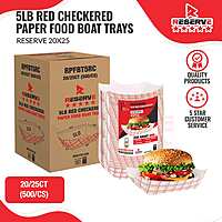 Reserve Paper Food Boat Trays 5lb Red Checkered 20/25
