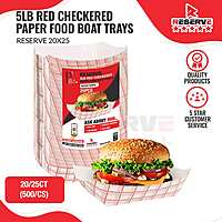 Reserve Paper Food Boat Trays 5lb Red Checkered 20/25