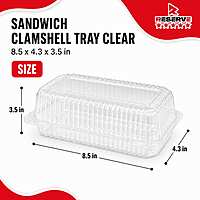 Reserve SANDWICH CLAMSHELL TRAY CLEAR 8.5X4.3X3.5in 4/50