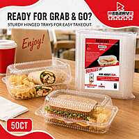 Reserve SANDWICH CLAMSHELL TRAY CLEAR 8.5X4.3X3.5in 4/50
