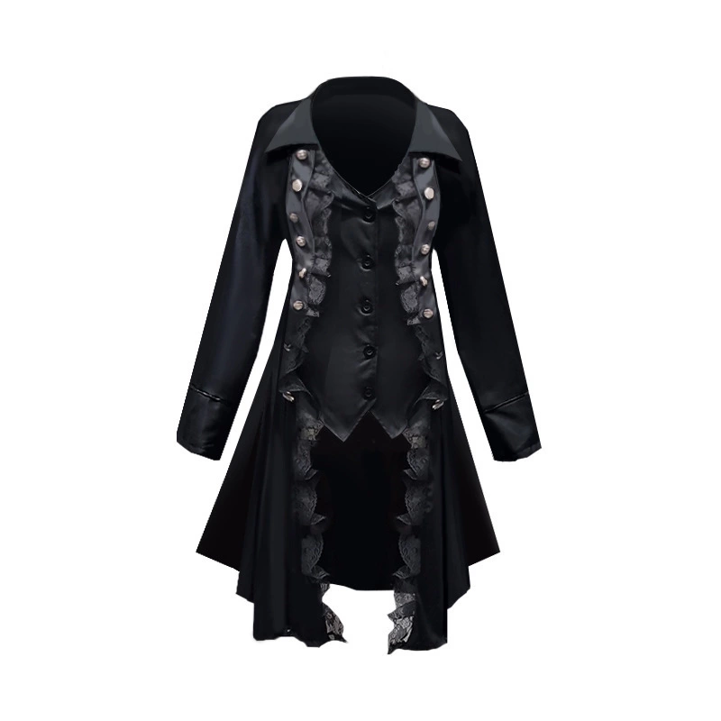 Retro Medieval Long-sleeved Women's Coats Lace-trimmed