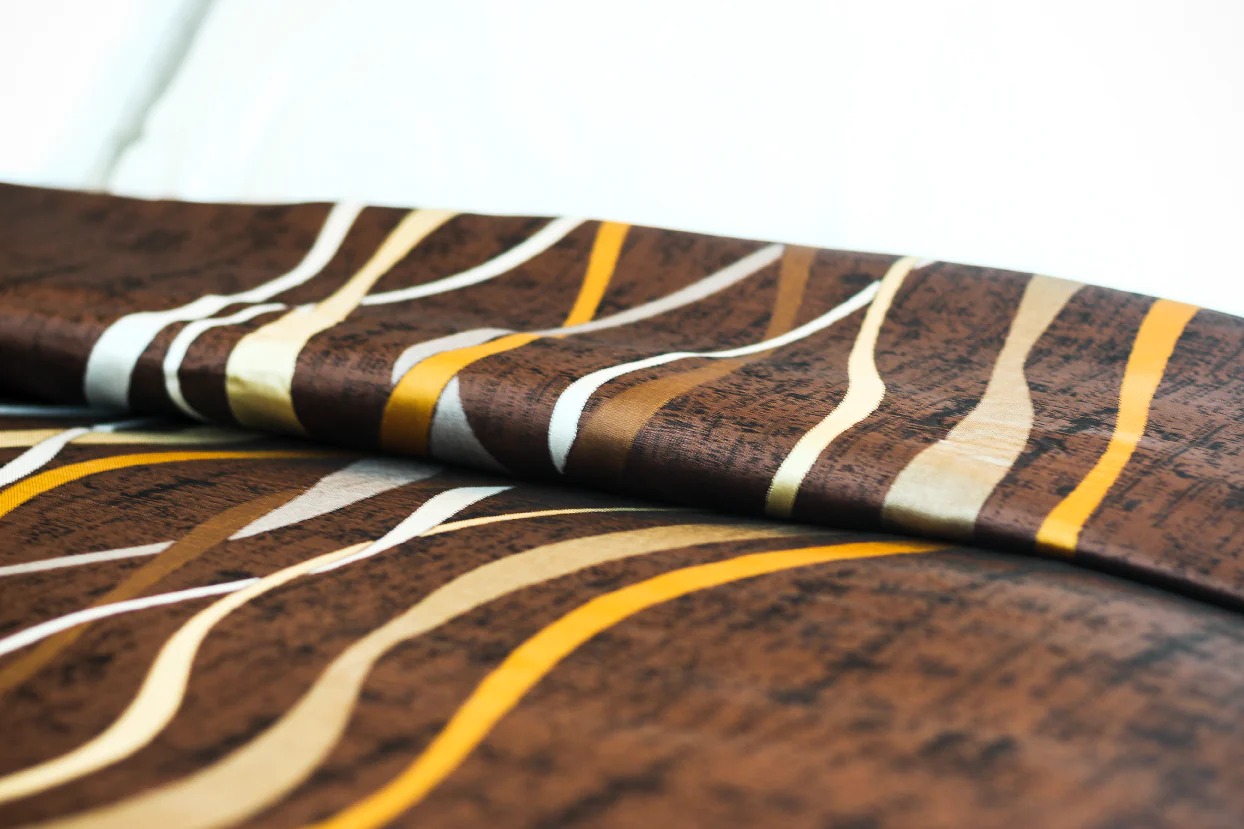 Decorative Ripple Top Sheet-Full XL 90" x 115"-Brown/Gold