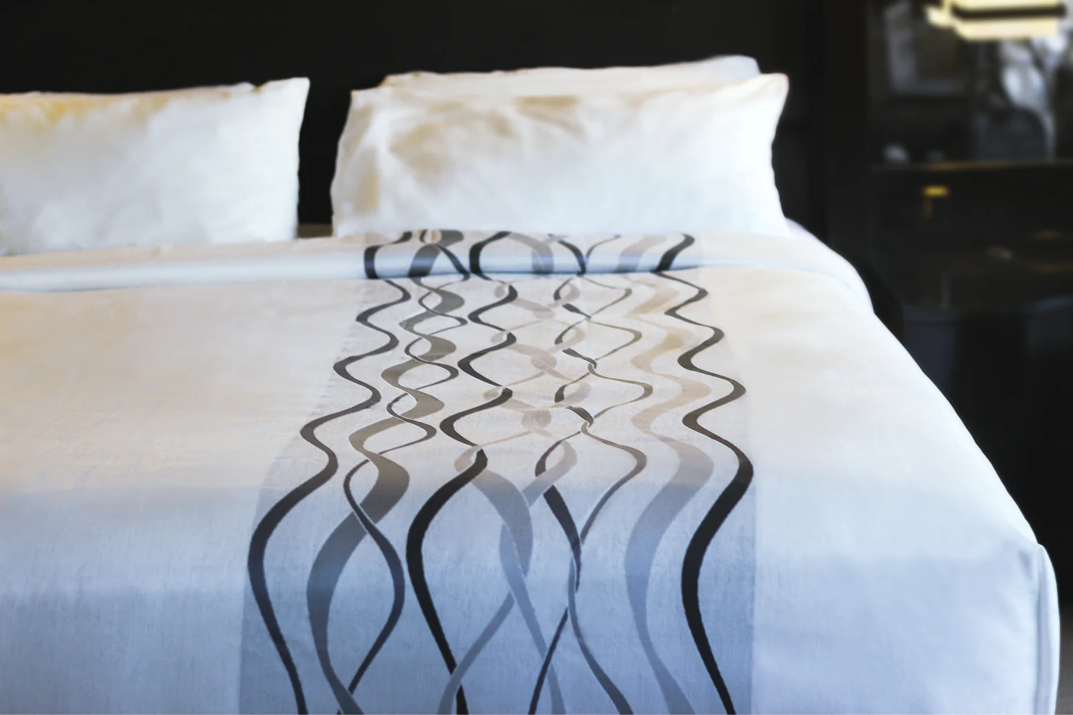 Decorative Ripple Top Sheet-Full XL 90" x 115"-Gray/White