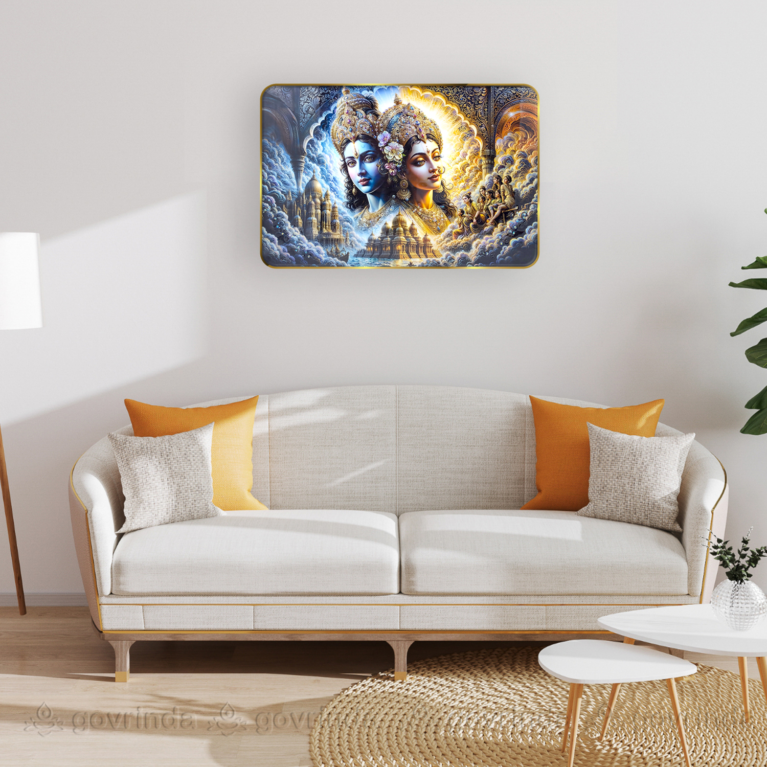 Radha Krishna Modern Art Wall Painting (12x12 inch)