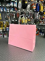 Bolsa Lisa Kraft con Agarradera Rosa Ancha 12"x4.5"x10" M