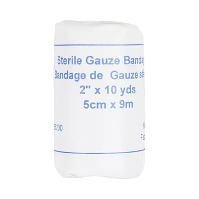 Rouleau de bandage de gaze - Stérile - 5.1 cm x 9.1 m ( 2 po x 10 verges) Rouleau de bandage de gaze - Stérile - 5.1 cm x 9.1 m ( 2 po x 10 verges)