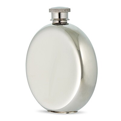 Spirit Flask Traditional Round Shape Plain, 6 oz, English Pewter. SKU #: EB31006/P.