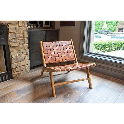 Handcrafted Woven Leather Lounge Chair – Solid Wood Furniture for Living Room Handcrafted Woven Leather Lounge Chair – Solid Wood Furniture for Living Room