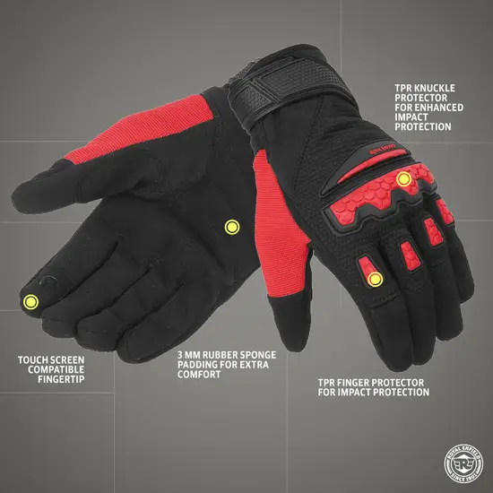 ROYAL ENFIELD URBAN HUSTLER RIDING GLOVES RED M ROYAL ENFIELD URBAN HUSTLER RIDING GLOVES RED M