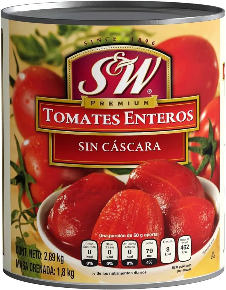 S&W TOMATES ENTEROS PELADOS 3 KG