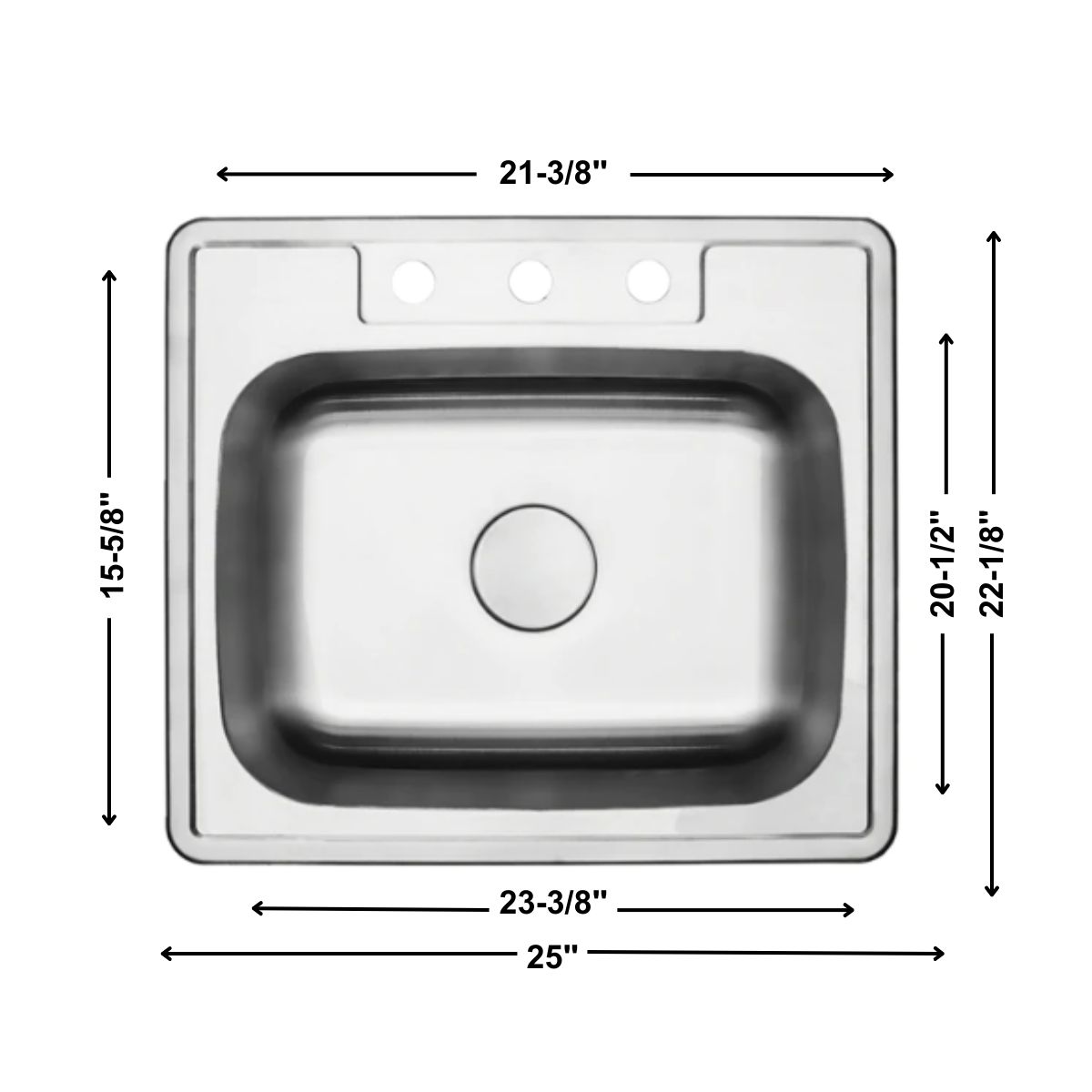 Medium Single Bowl-18g, H Series, Drop-In - 888915