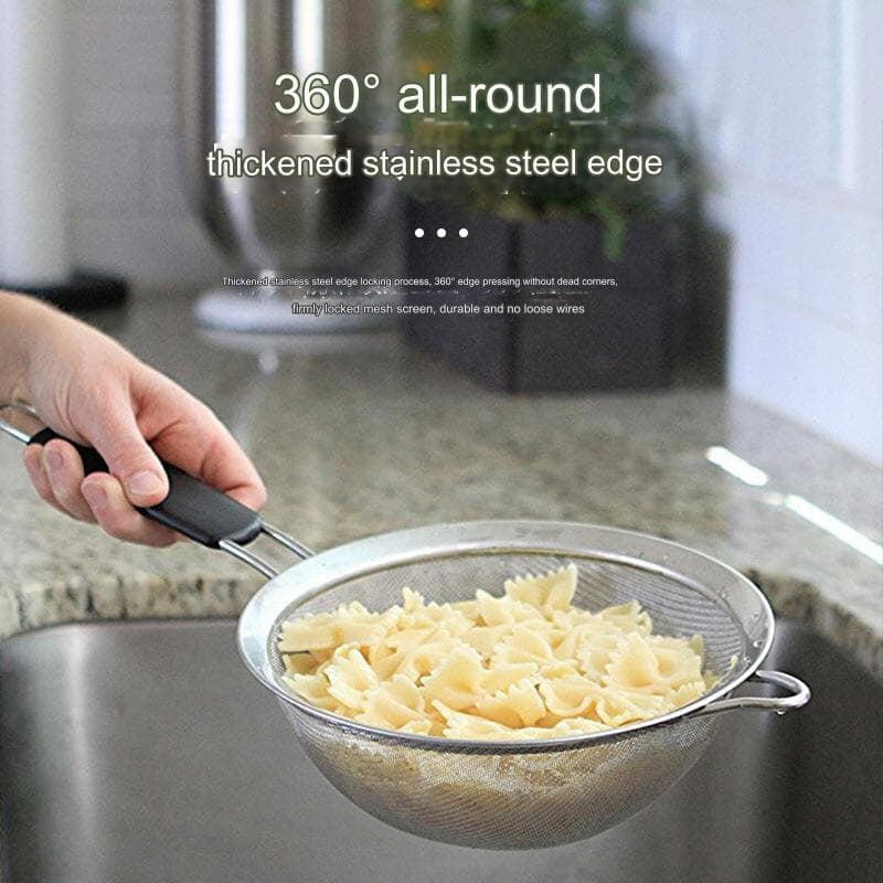 HIGH QUALITY 3IN1 STAINLESS STEEL SIEVE STRAINER WITH INSULATED HANDLE