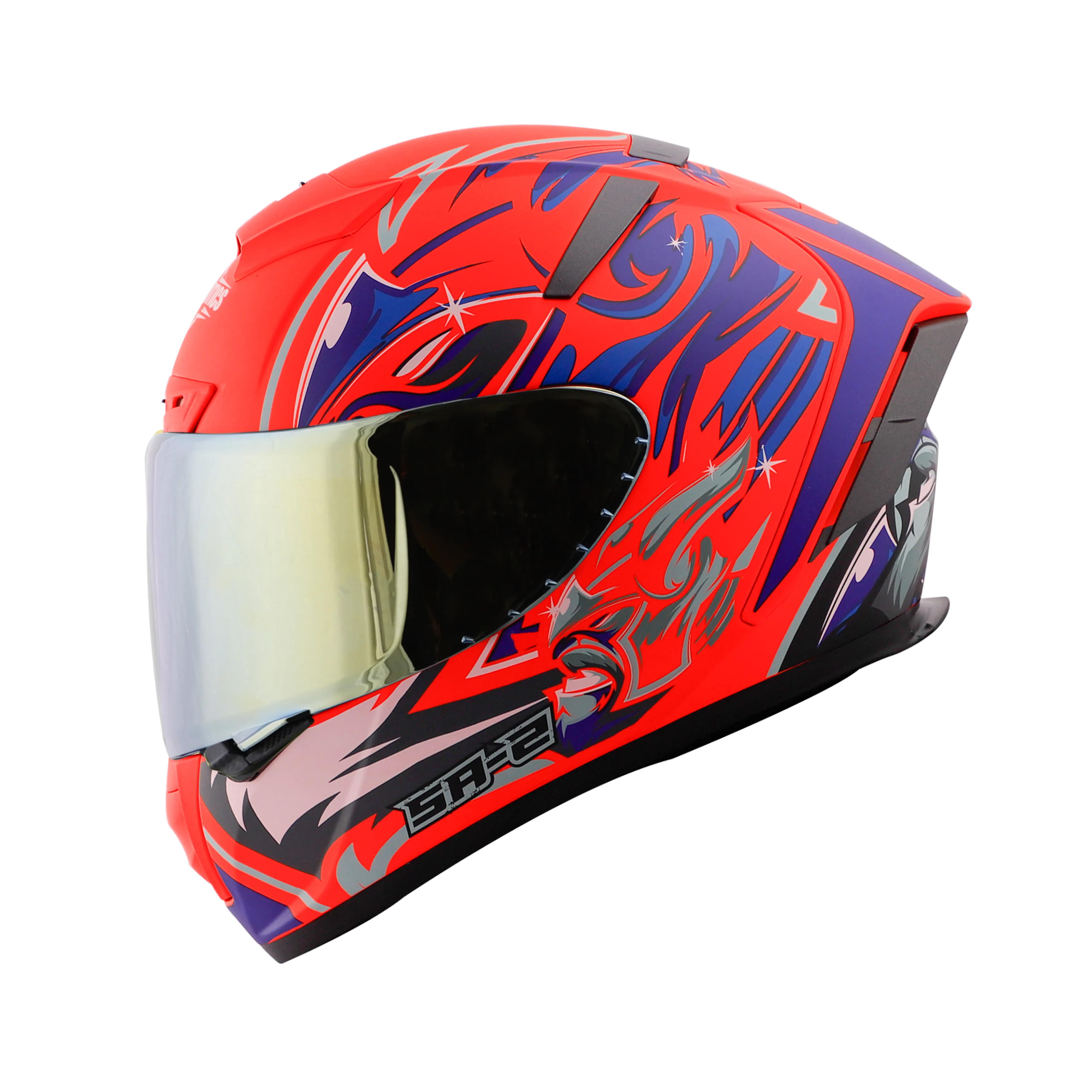STEELBIRD SA-2 VILLAIN FLUO RED/BLUE C/V (L) + EXTRA CHROME VISOR STEELBIRD SA-2 VILLAIN FLUO RED/BLUE C/V (L) + EXTRA CHROME VISOR