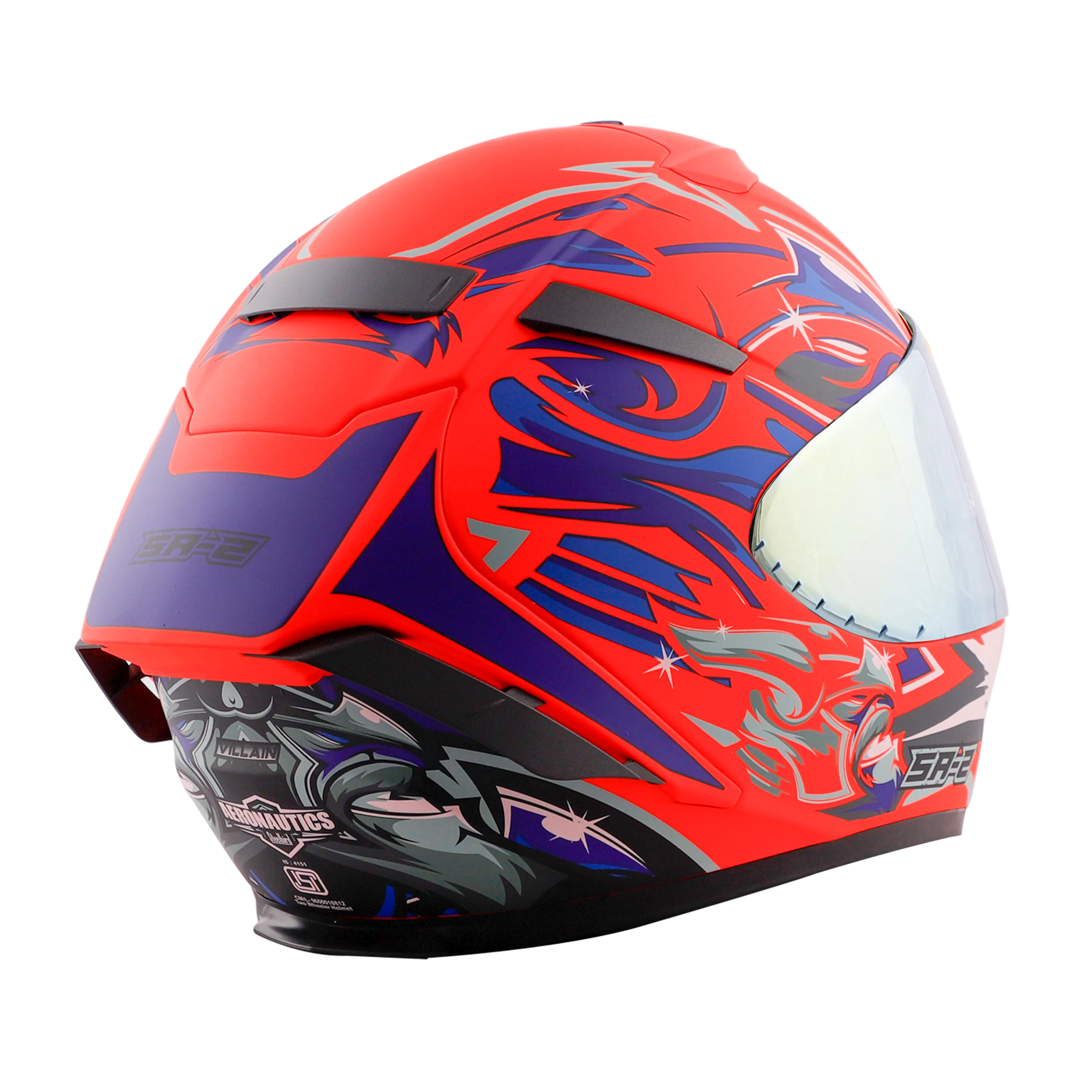 STEELBIRD SA-2 VILLAIN FLUO RED/BLUE C/V (L) + EXTRA CHROME VISOR STEELBIRD SA-2 VILLAIN FLUO RED/BLUE C/V (L) + EXTRA CHROME VISOR
