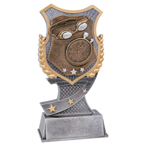 Shield Award Resin Trophy-Swimming-7in.