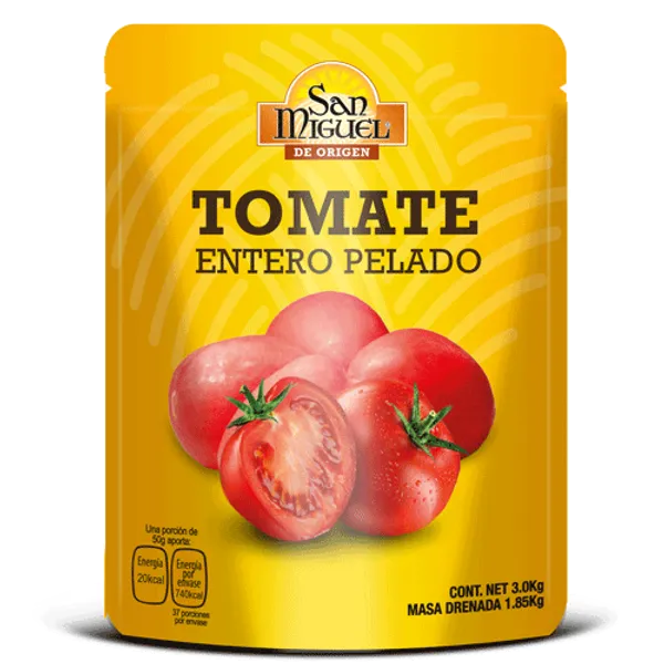 SAN MIGUEL TOMATE ENTERO PELADO POUCH 3 KG