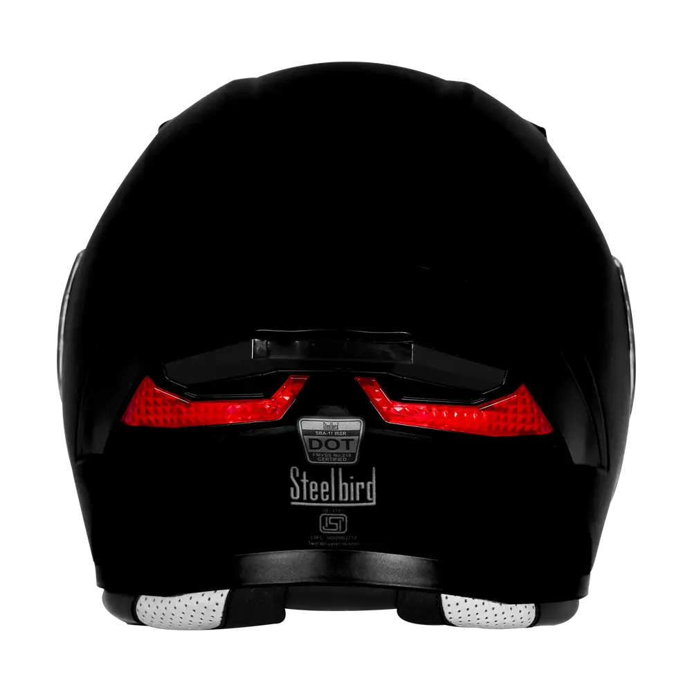 STEELBIRD SBA-11 TORNADO ISS GLOSSY BLACK C/V 580 MM WITH EXTRA SMOKE VISOR DOT CERTIFIED STEELBIRD SBA-11 TORNADO ISS GLOSSY BLACK C/V 580 MM WITH EXTRA SMOKE VISOR DOT CERTIFIED
