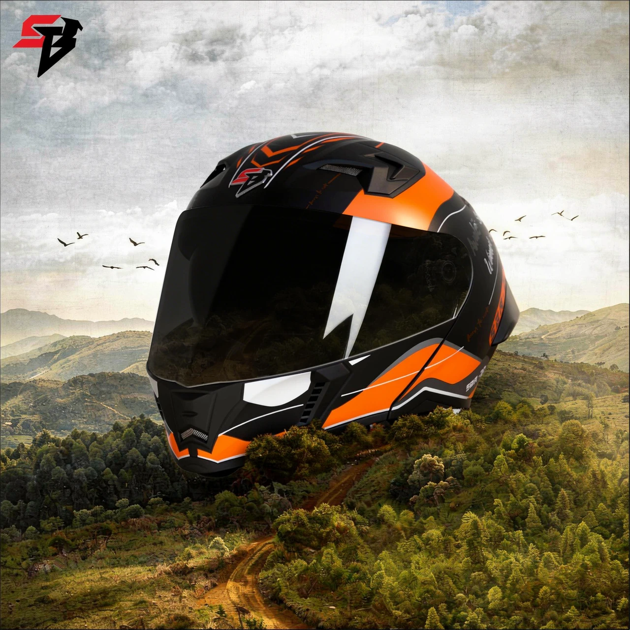 STEELBIRD SBH-20 ISS SILVER BORN TO RIDE GLOSSY BLACK/ORANGE C/V 580MM ISI+DOT STEELBIRD SBH-20 ISS SILVER BORN TO RIDE GLOSSY BLACK/ORANGE C/V 580MM ISI+DOT