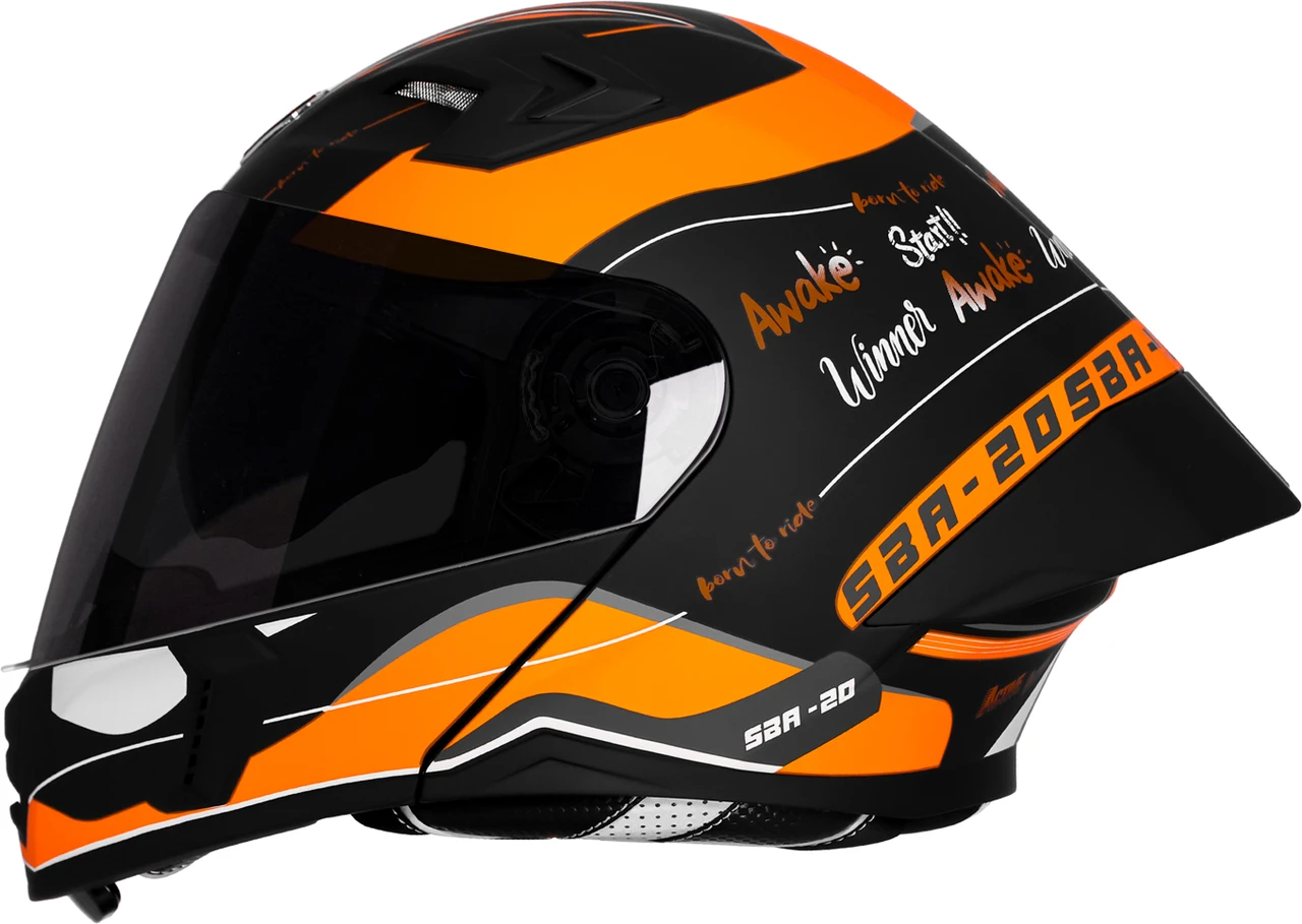 STEELBIRD SBH-20 ISS SILVER BORN TO RIDE GLOSSY BLACK/ORANGE C/V 580MM ISI+DOT STEELBIRD SBH-20 ISS SILVER BORN TO RIDE GLOSSY BLACK/ORANGE C/V 580MM ISI+DOT