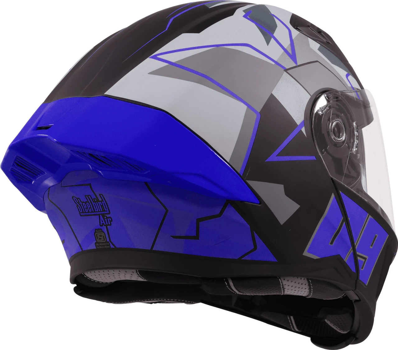 STEELBIRD SBA-20 ISS 09 GLOSSY BLACK/BLUE C/V 580 MM WITH EXTRA SMOKE VISOR
