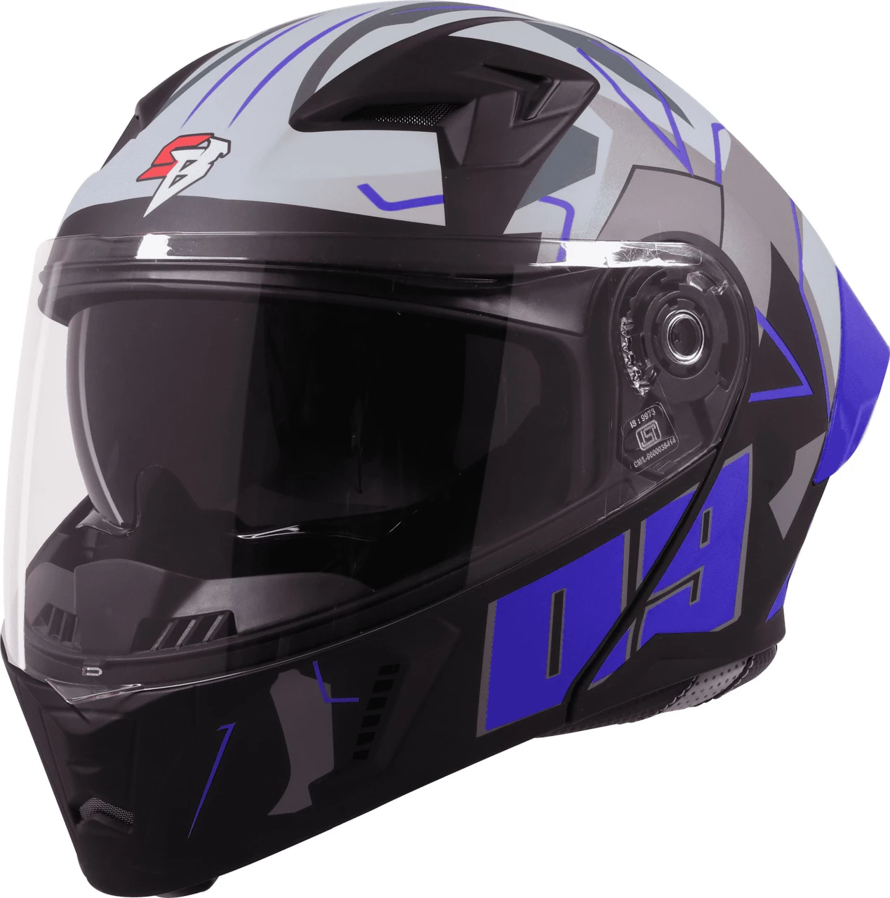 STEELBIRD SBA-20 ISS 09 GLOSSY BLACK/BLUE C/V 580 MM WITH EXTRA SMOKE VISOR