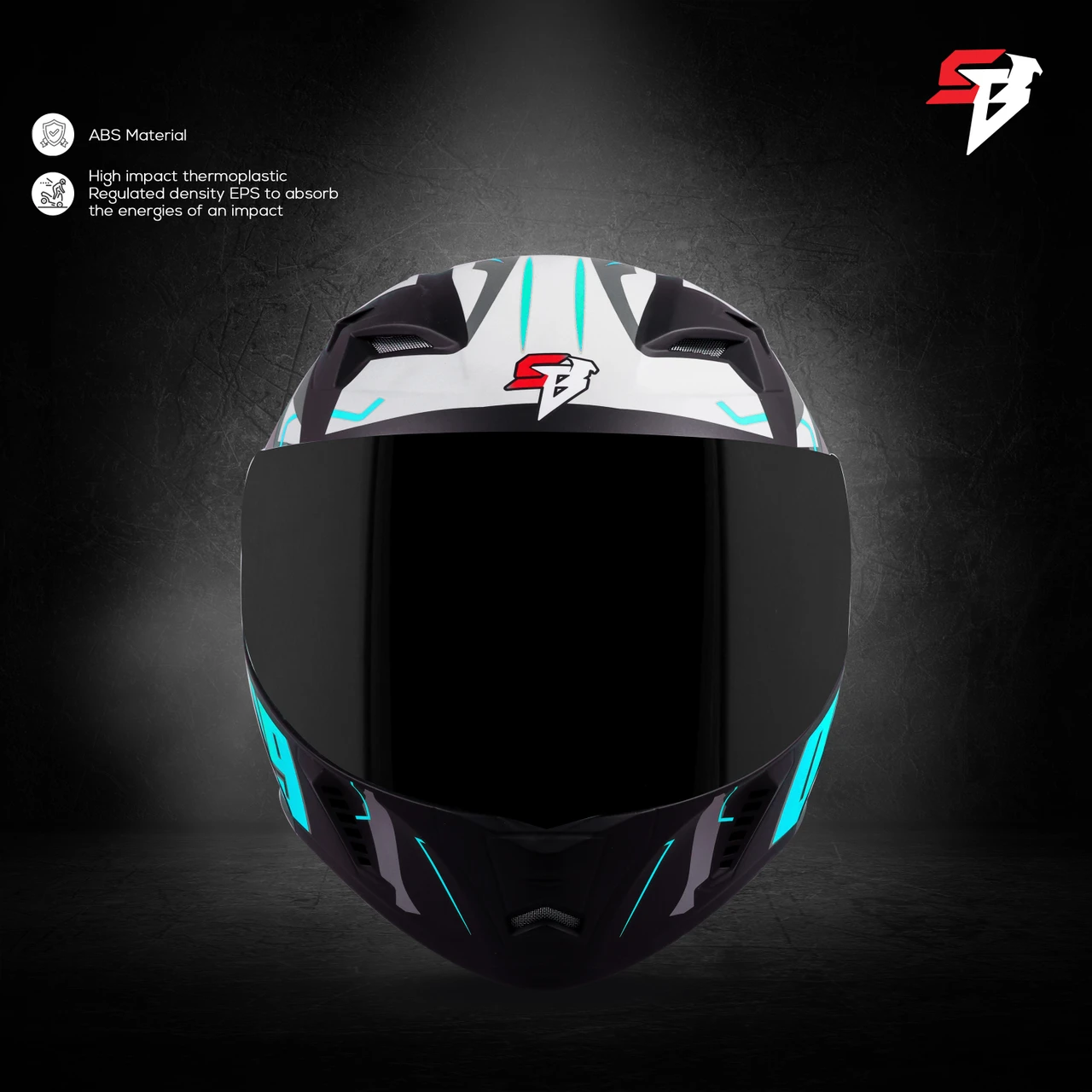 STEELBIRD SBA-20 ISS 09 GLOSSY BLACK/JAZZ BLUE C/V 580 MM WITH EXTRA SMOKE VISOR